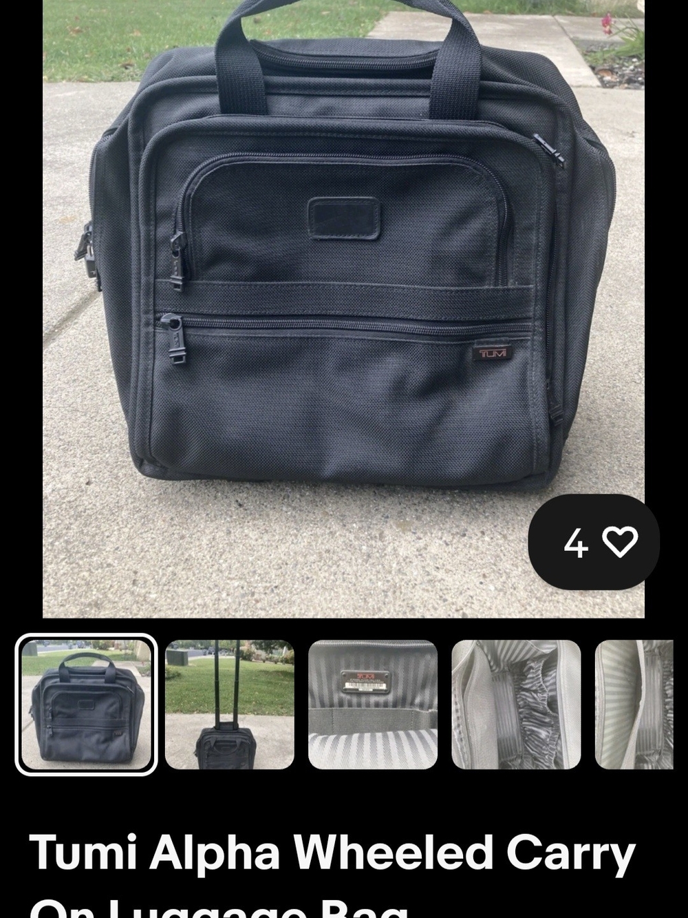 Tumi Alpha Black Wheeled Carry-On Bag